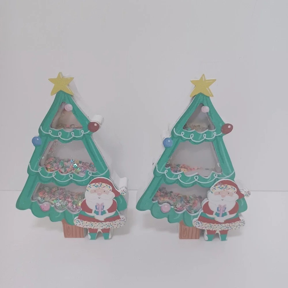 NEW Ashland Christmas Noel Sprinkle Shop‎ Set of 2 Tabletop Decor Trees